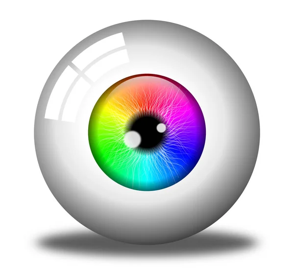 Occhio Umano Realistico Spettro Colorato Sfondo Bianco — Foto Stock