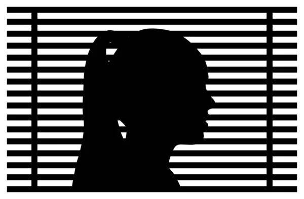 Σιλουέτα Του Κοριτσιού Κεφάλι Παράθυρο Και Περσίδες Διανυσματική Απεικόνιση — Διανυσματικό Αρχείο