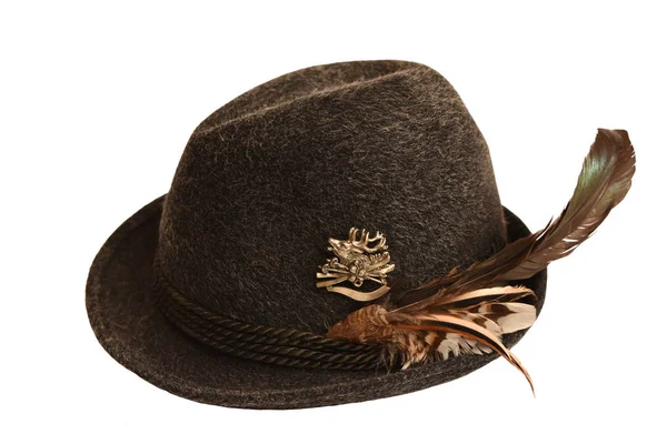 Hunting wool hat with feathers — Stock Photo, Image