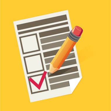 pencil, paper and checklist clipart