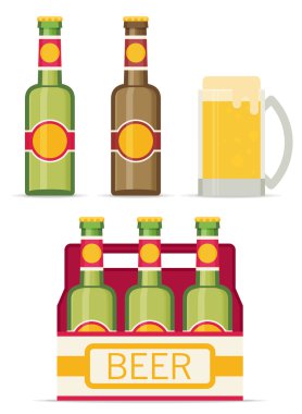 şişe ve bardak bira seti