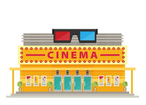 Kino budynku płaski styl — Wektor stockowy