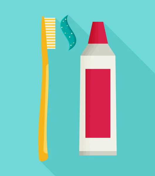Diş fırçası ve diş macunu tüpü — Stok Vektör