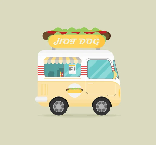 Fast foodtruck med varmkorv — Stock vektor