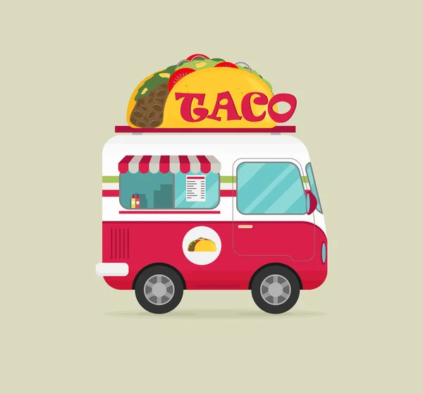 Street-Food-Truck mit Taco — Stockvektor