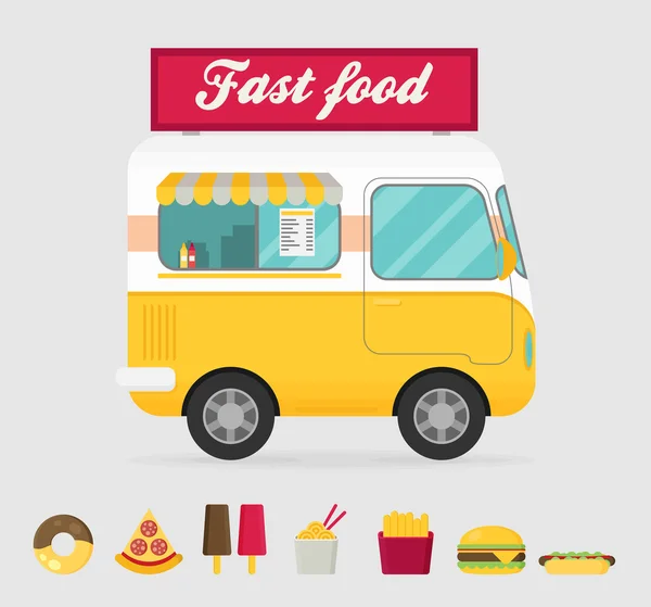 Street Fast Food Truck — Stock Vector