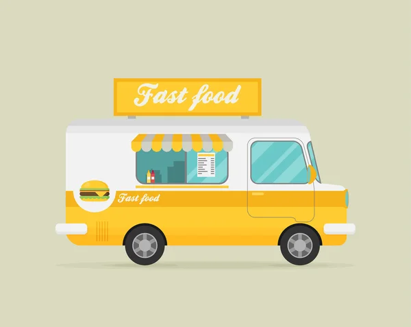 Camión de comida rápida calle — Vector de stock