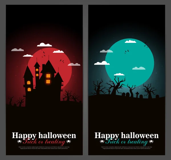 Set van halloween nacht achtergronden — Stockvector