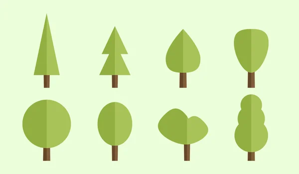 Set of green tree icons — Stock Vector