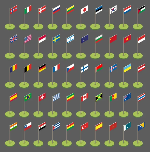 Renkli dünya ülke bayrakları kümesi — Stok Vektör