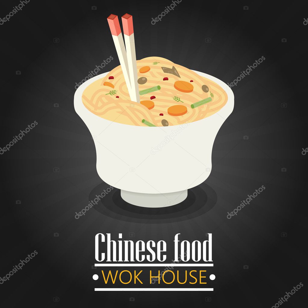 Chinese food, noodles logo. vector illustration
