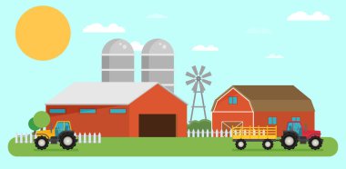  Çiftlik, kırsal manzara arka plan.