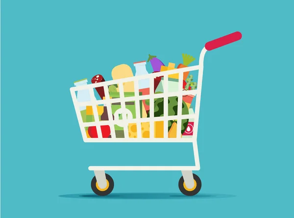 Supermarket shopping cart — Stock Vector