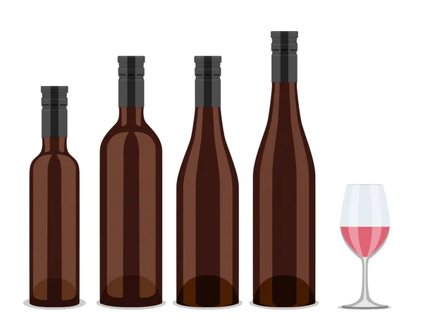 Conjunto de botellas de vino — Vector de stock