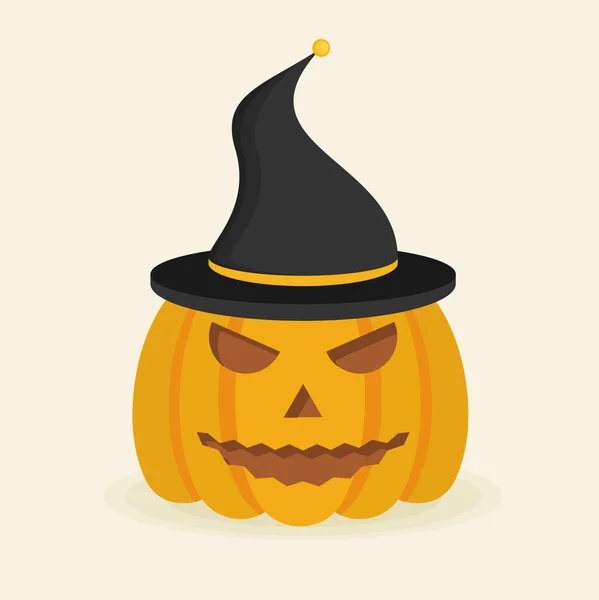 Citrouille d'Halloween avec chapeau de sorcière . — Image vectorielle