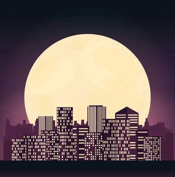 Gece cityscape düz tarzı.