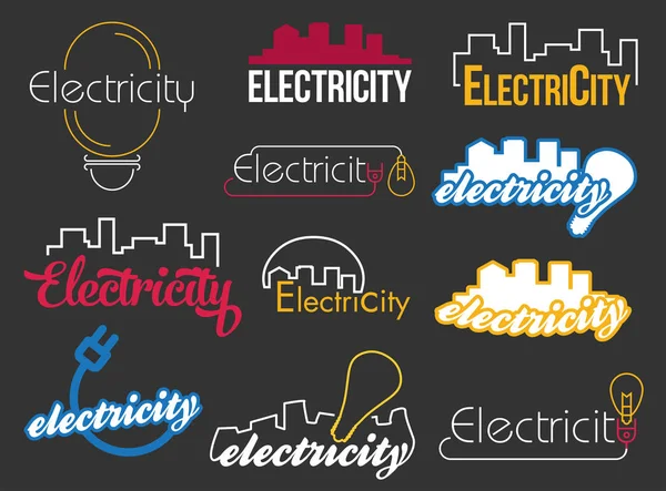 フラットで電気のロゴ — ストックベクタ