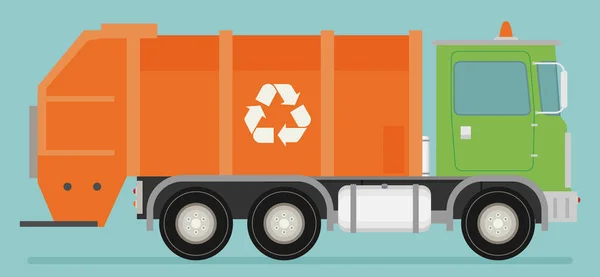 Transport camion poubelle orange . — Image vectorielle