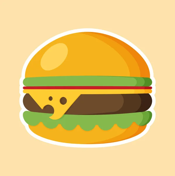Kleur Hamburger pictogram — Stockvector