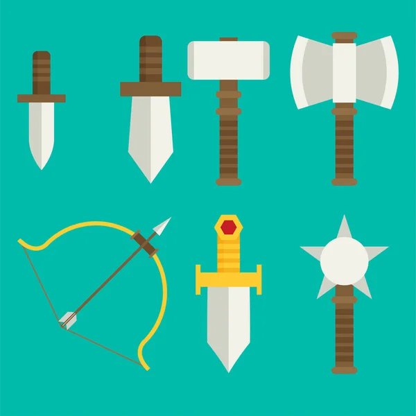 Medieval conjunto de armas frías — Vector de stock