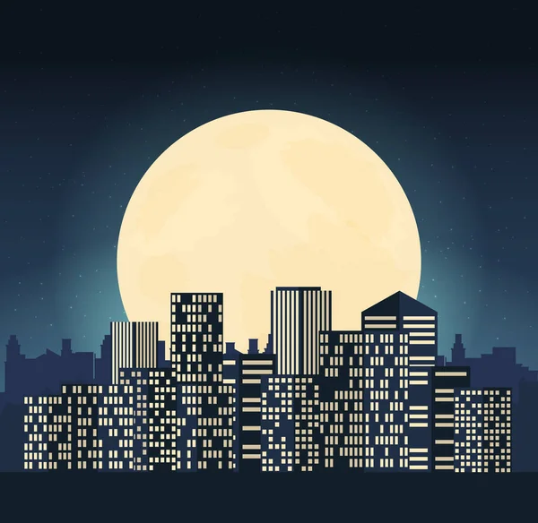 Paysage urbain nocturne dans un style plat . — Image vectorielle