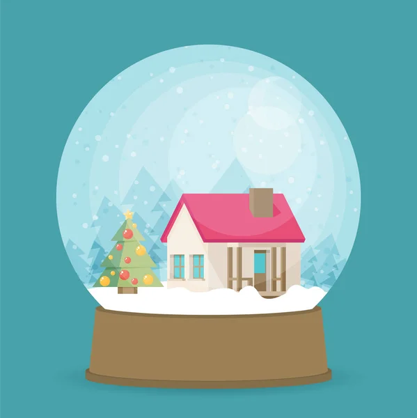 Плоский різдвяний сніговий глобус — стоковий вектор