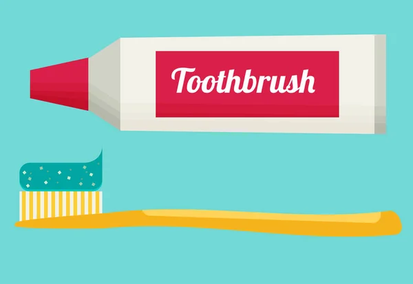 Escova de dentes e pasta de dentes isolada — Vetor de Stock