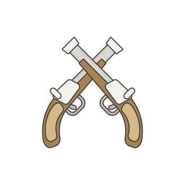 iki çapraz Çakmaklı tabancalar 