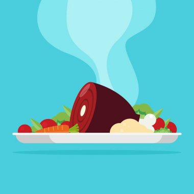 sıcak pişmiş et ile illüstrasyon.