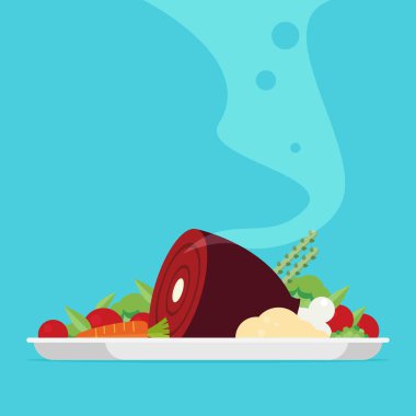 sıcak pişmiş et ile illüstrasyon.