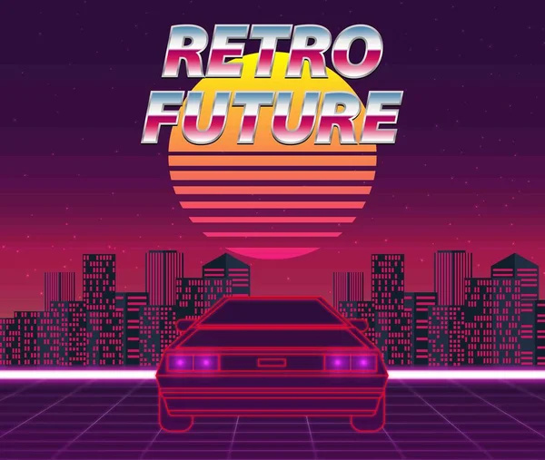 Ρετρό μέλλον, 80s ύφους Sci-Fi — Διανυσματικό Αρχείο