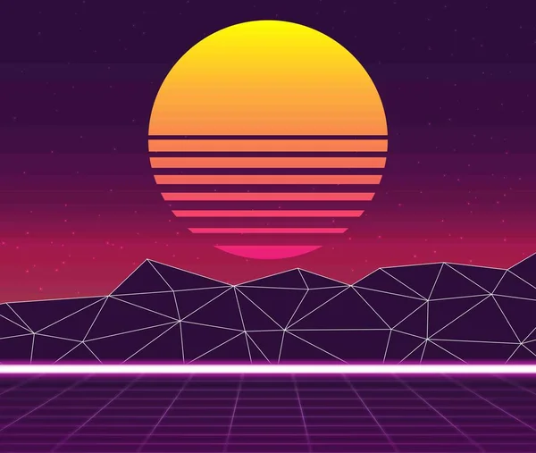Rétro future, style années 80 Science-fiction — Image vectorielle