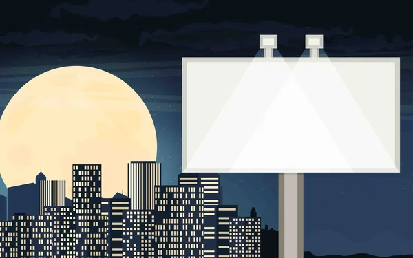 Noční panoráma pozadí s budovami — Stockový vektor