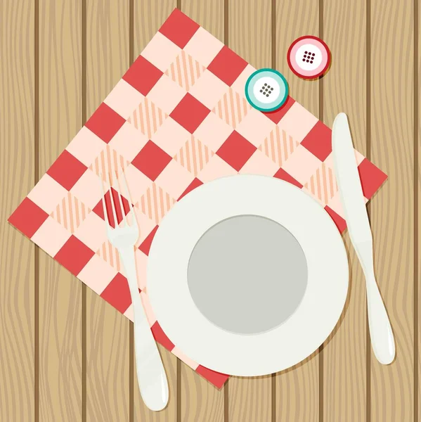 Flat Plate with cutlery — Stock Vector