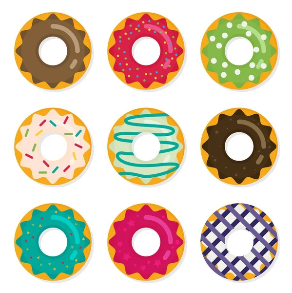 Вкусные красочные пончики фон — стоковый вектор