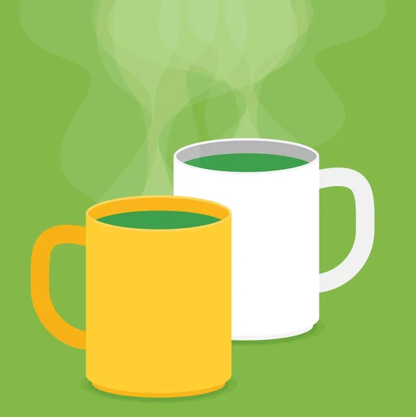 Чашки чая с дымом — стоковый вектор
