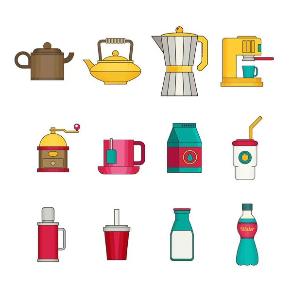 Café icônes plates — Image vectorielle