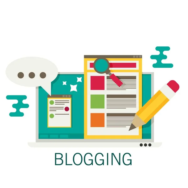 Computer con attività di blogging . — Vettoriale Stock