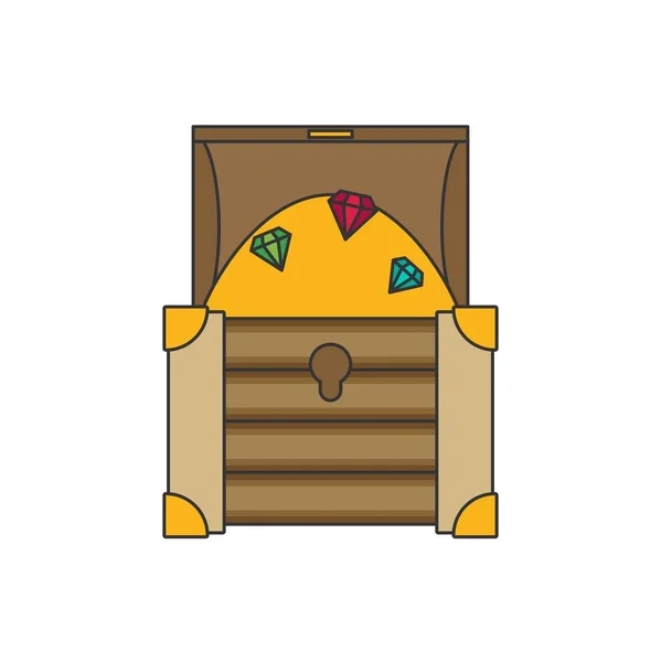 Treasure chest flat — Stock Vector