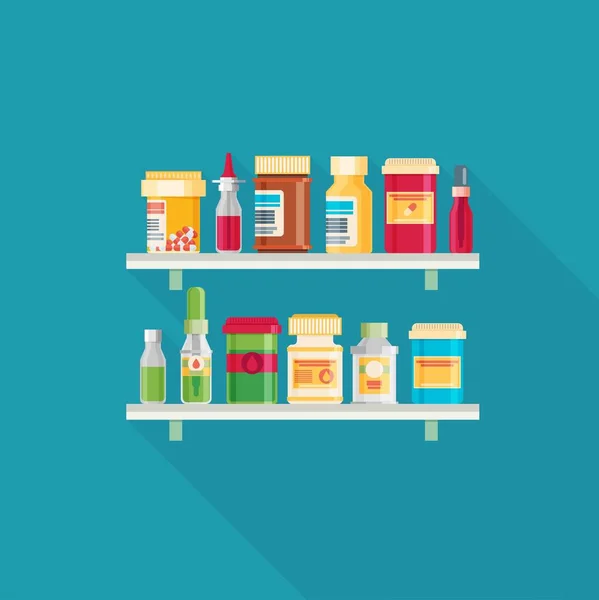 Médicaments médicaments, pilules, bouteilles — Image vectorielle