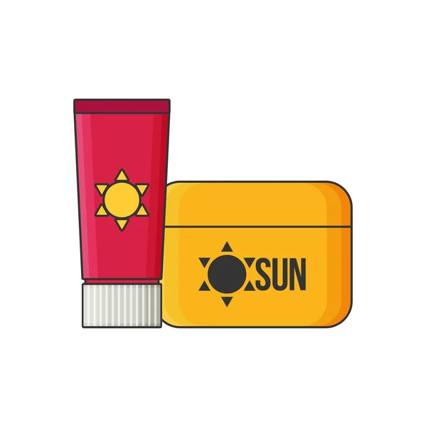 Protección solar Protección solar Cosméticos — Vector de stock