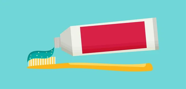 Cepillo de dientes y pasta dental aislados — Vector de stock