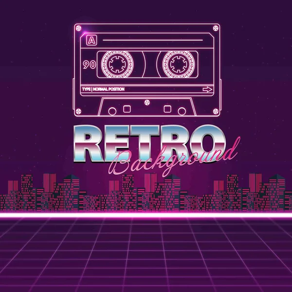 Masa depan retro, gaya 80-an Sci-Fi - Stok Vektor