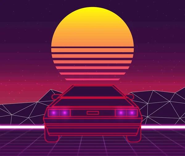 Retro framtid, 80s stil Sci-Fi — Stock vektor