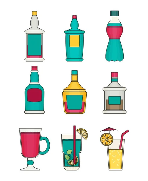 Set of alcohol drinks — Stock Vector
