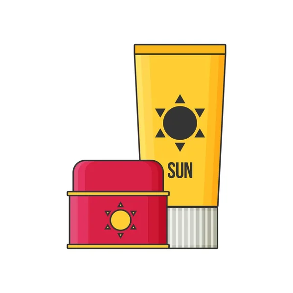 Güneş koruyucu bakım güneş koruma kozmetik — Stok Vektör