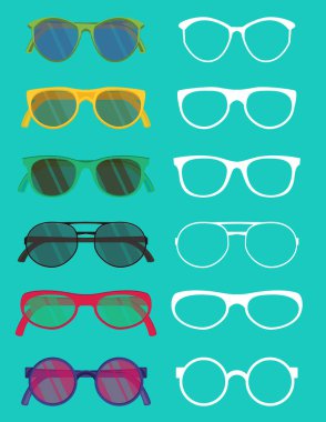 Hipster gözlük öğeleri kümesi.