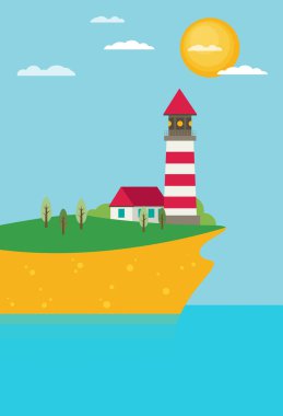 Düz deniz feneri illüstrasyon