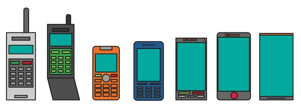 Illustrazione dell'evoluzione del telefono cellulare — Vettoriale Stock