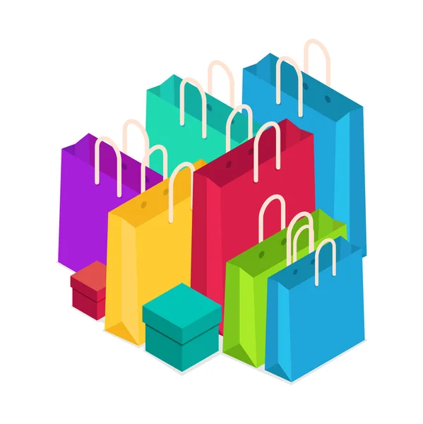 Conjunto de bolsas de papel de colores — Vector de stock